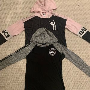 Pair of Justice “cheer” and “dance” hoodies